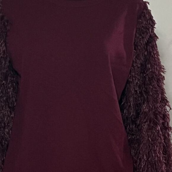 Siani Milano Burgundy Feather Sleeves Sweater Size XL - Picture 4 of 11